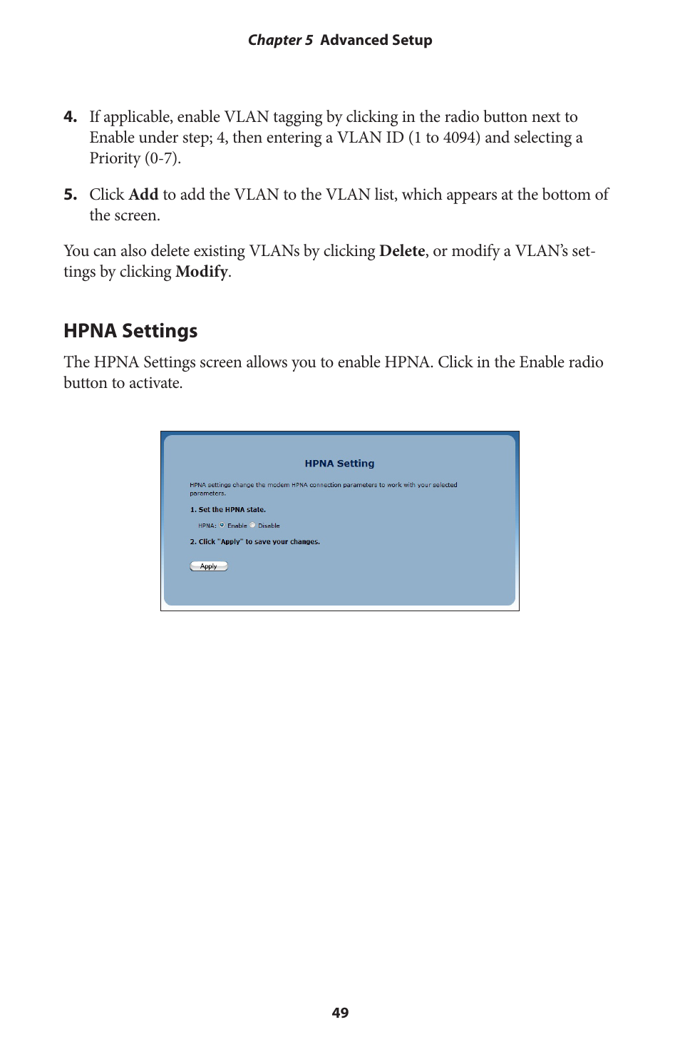Hpna settings | Actiontec V1000H User Manual User Manual | Page 52 / 82