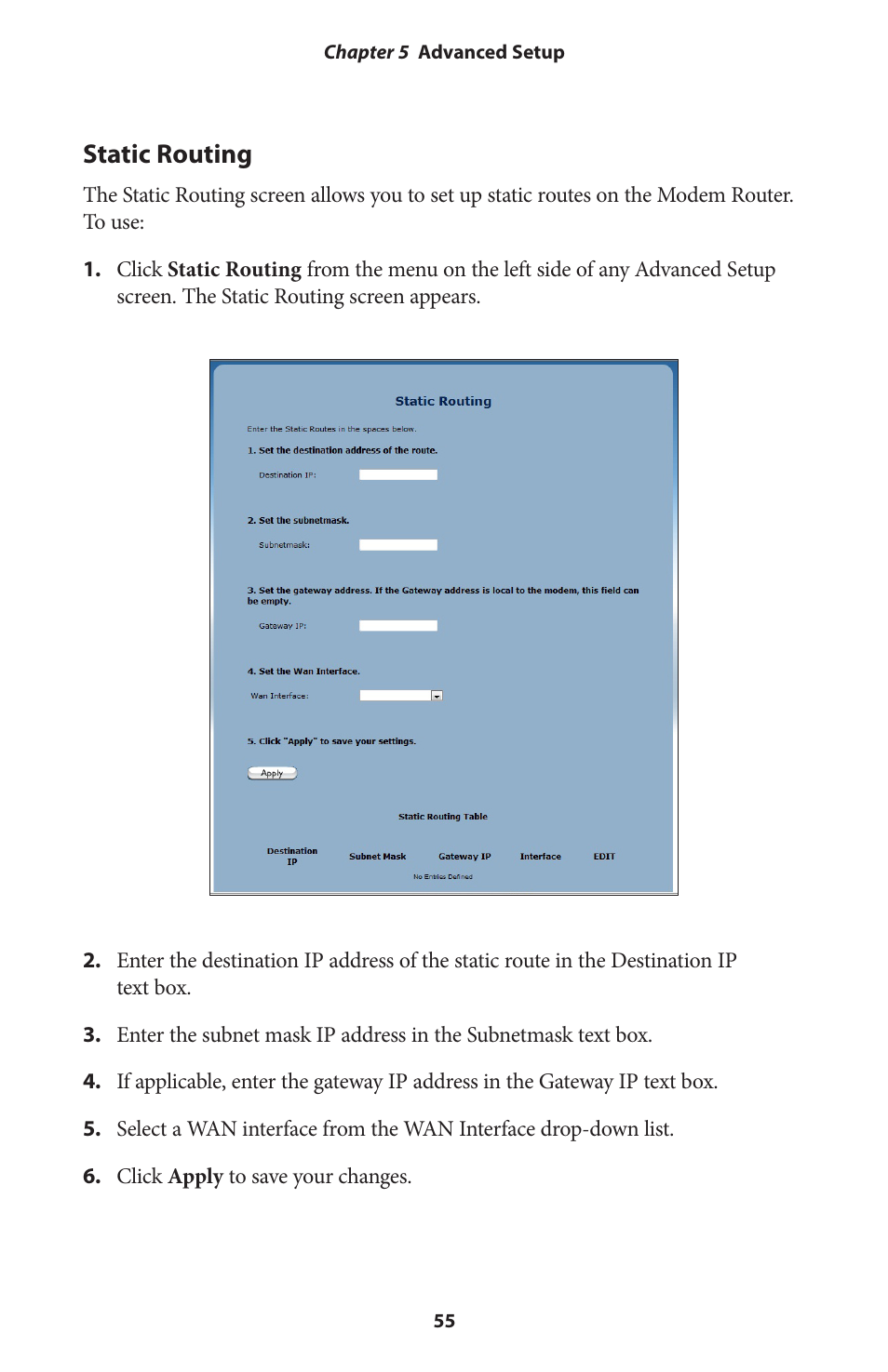 Static routing | Actiontec V1000H User Manual User Manual | Page 58 / 82