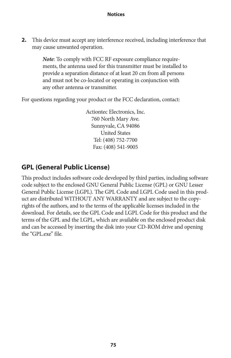 Gpl (general public license) | Actiontec V1000H User Manual User Manual | Page 78 / 82