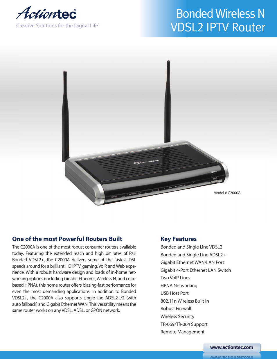 Actiontec C2000A for CenturyLink User Manual | 1 page