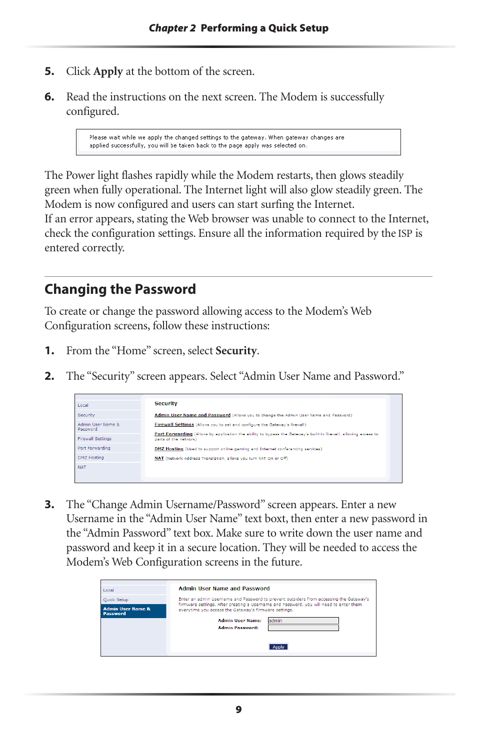 Changing the password | Actiontec GT701D User Manual User Manual | Page 12 / 91