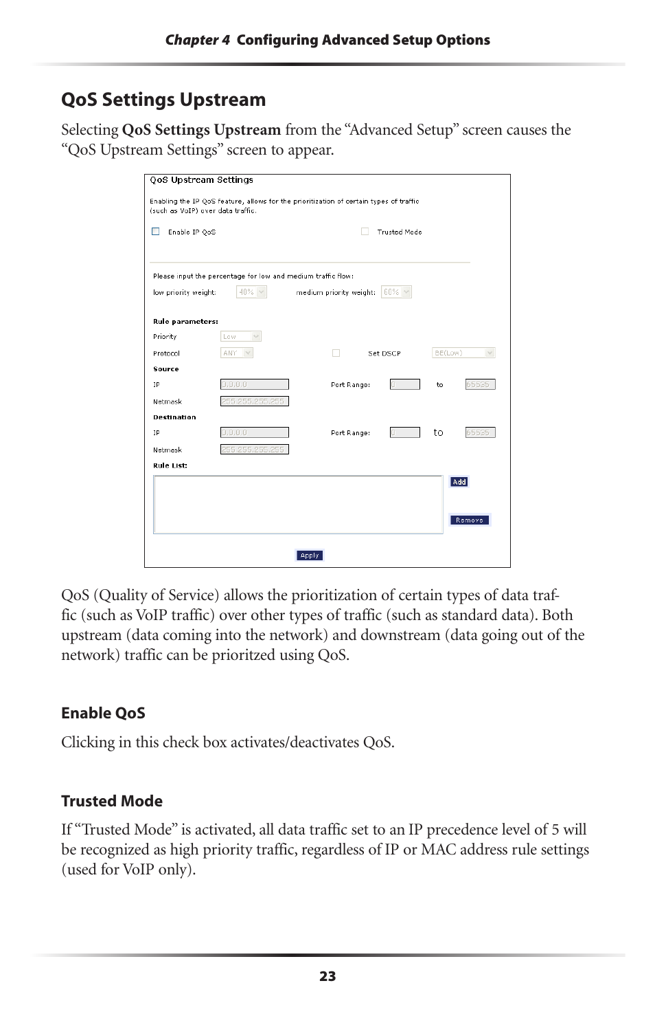 Qos settings upstream | Actiontec GT701D User Manual User Manual | Page 26 / 91