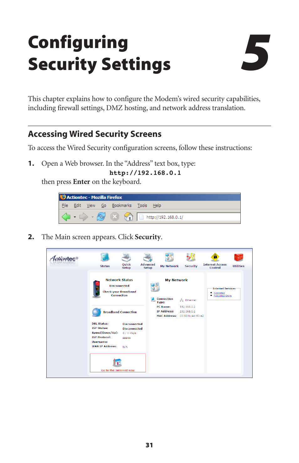 Configuring security settings | Actiontec GT701D User Manual User Manual | Page 34 / 91