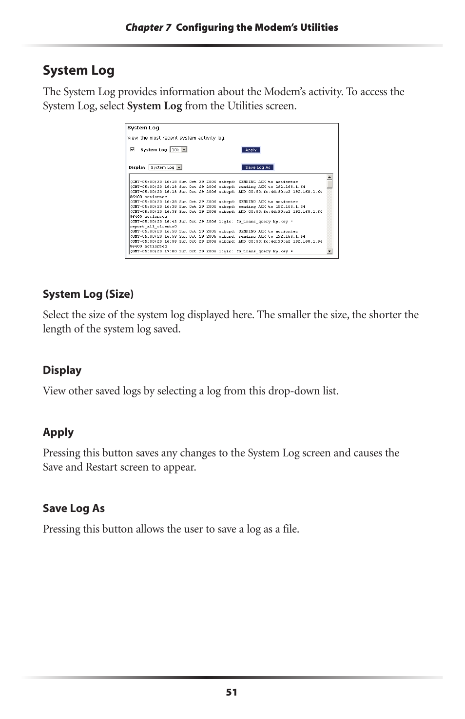 System log | Actiontec GT701D User Manual User Manual | Page 54 / 91