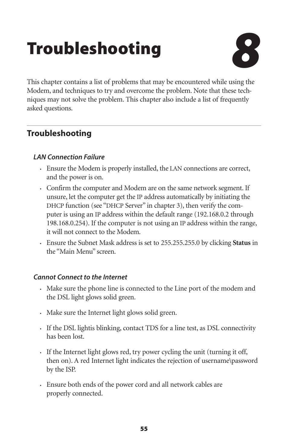 Troubleshooting | Actiontec GT701D User Manual User Manual | Page 58 / 91