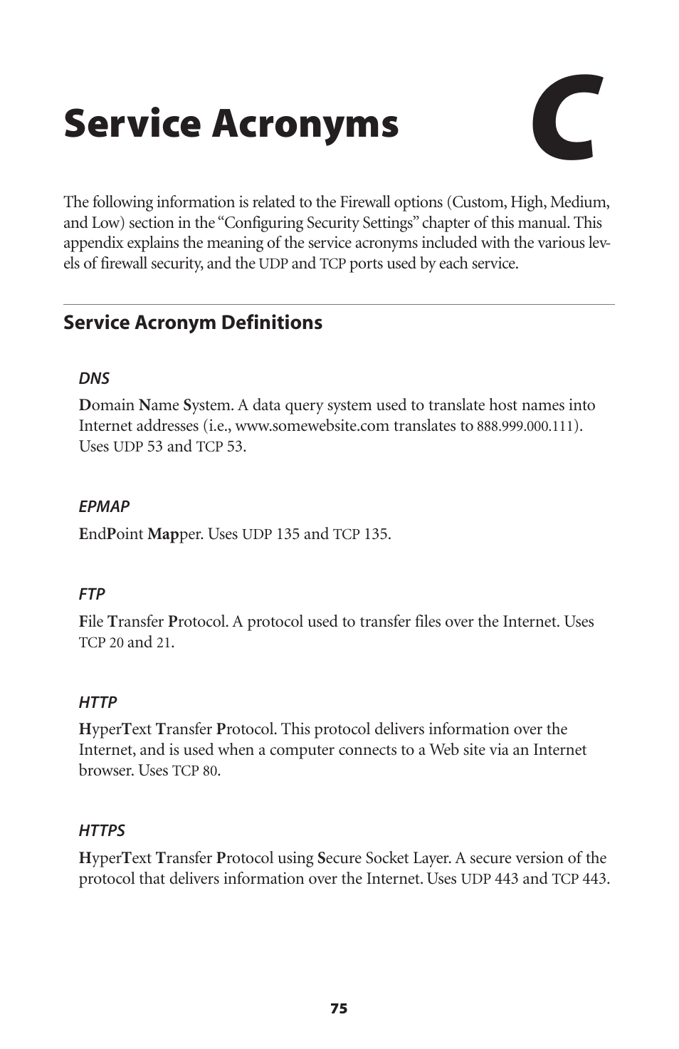 Service acronyms | Actiontec GT701D User Manual User Manual | Page 78 / 91