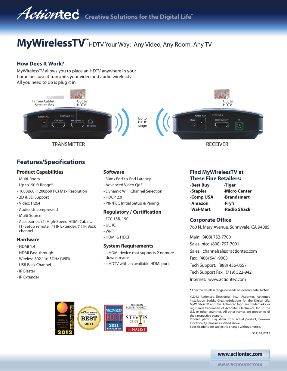 Mywirelesstv, Creative solutions for the digital life | Actiontec MWTV200R, MWTV200T Datasheet User Manual | Page 2 / 2