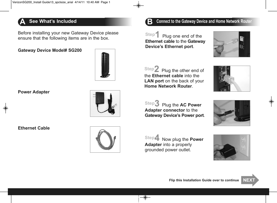 Actiontec SG200 Installation Guide User Manual | 2 pages