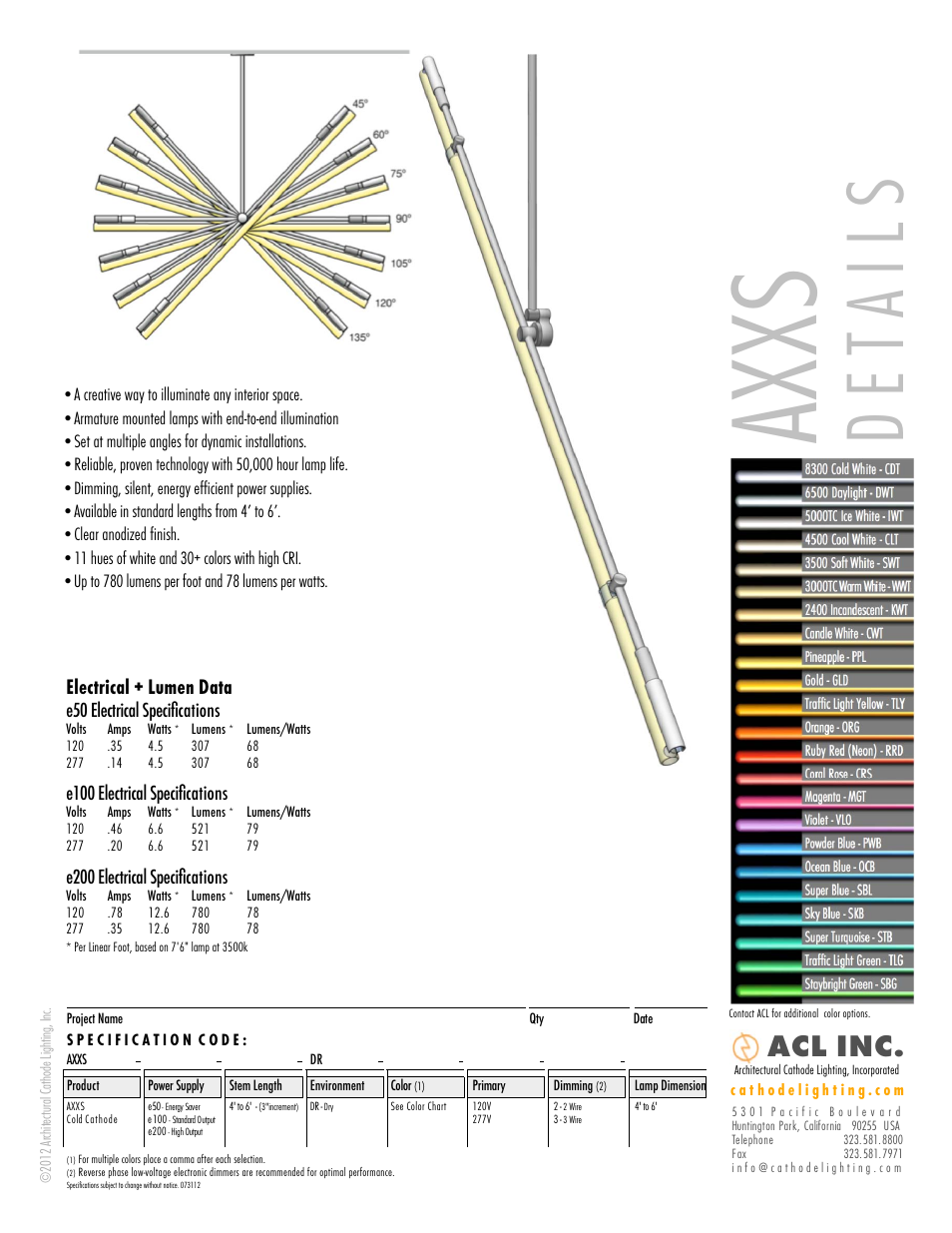 ACL AXXS SL Details/Specs User Manual | 1 page