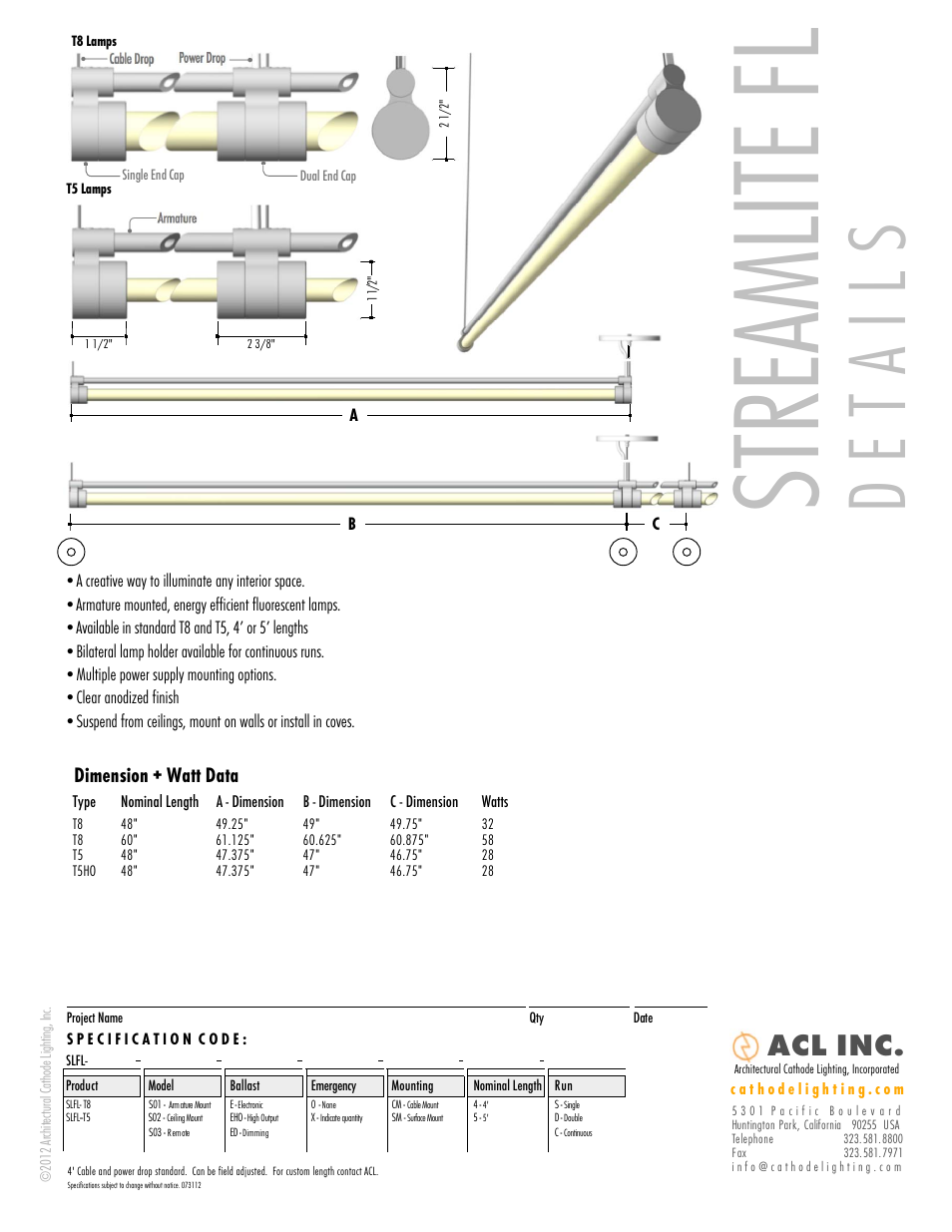 ACL Streamlites FL 2.0 Details/Specs User Manual | 1 page