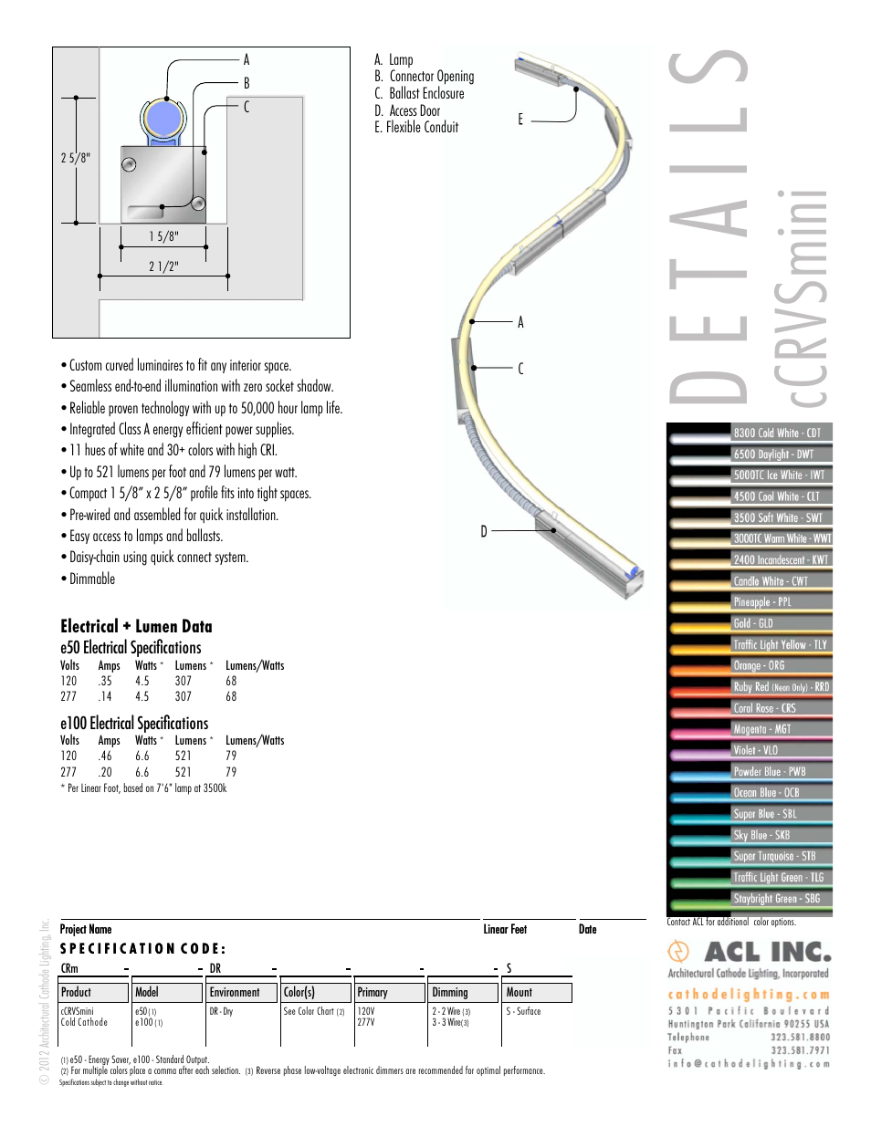 ACL cCRVSmini Details/Specs User Manual | 1 page