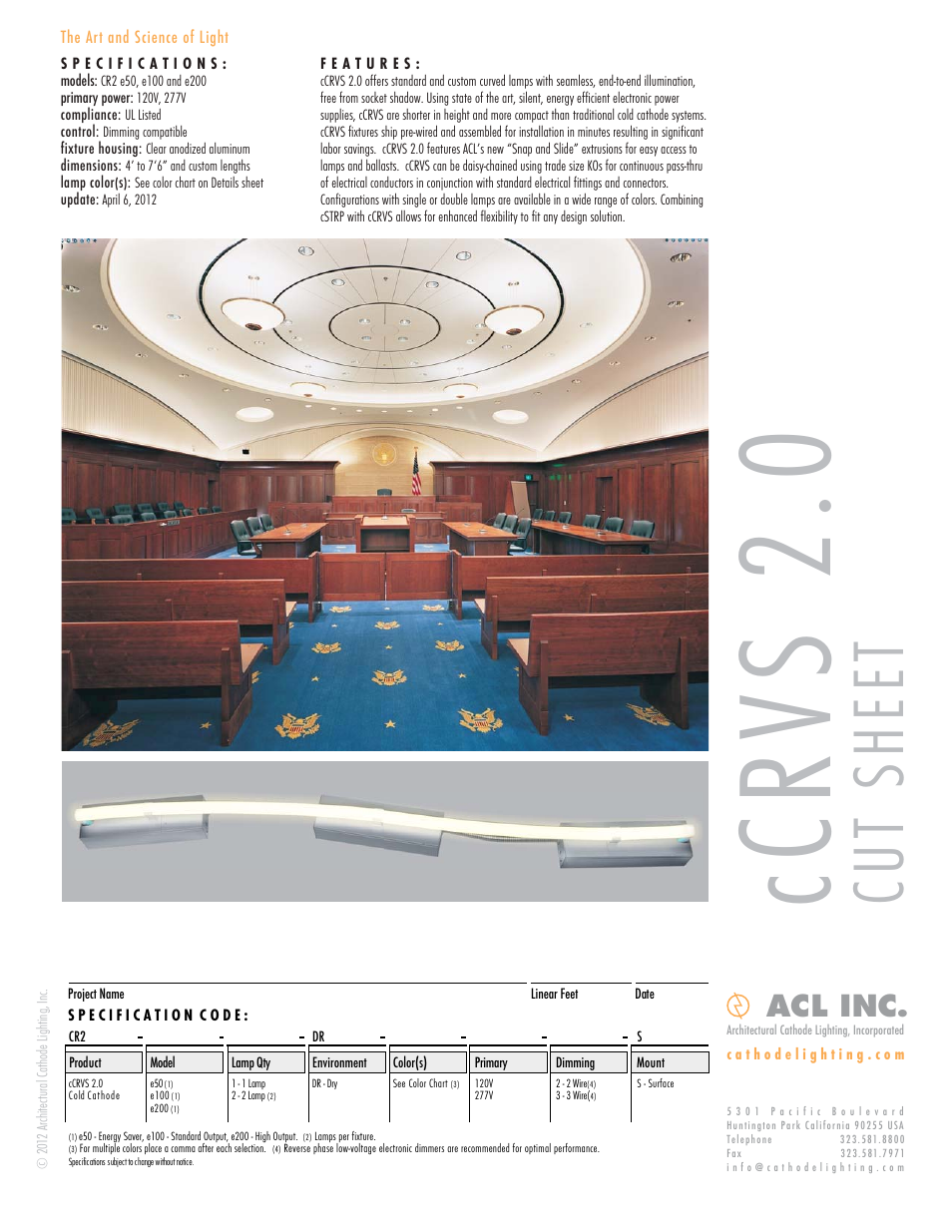 ACL cCRVS 2.0 Cut Sheet User Manual | 1 page