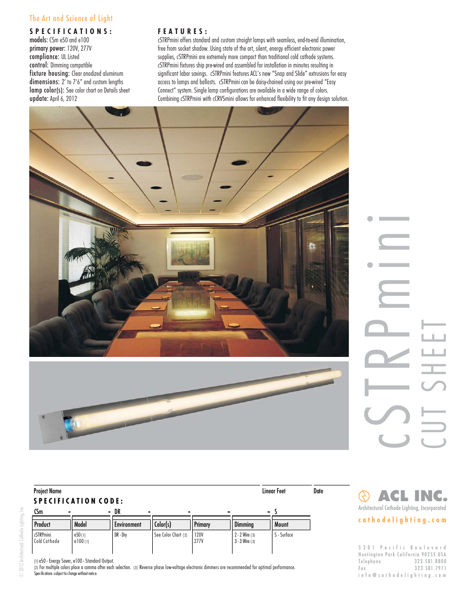ACL cSTRPmini Cut Sheet User Manual | 1 page