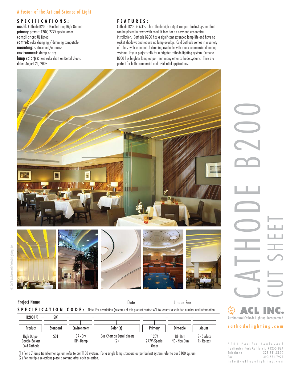 ACL Cathode B200 Cut Sheet User Manual | 1 page