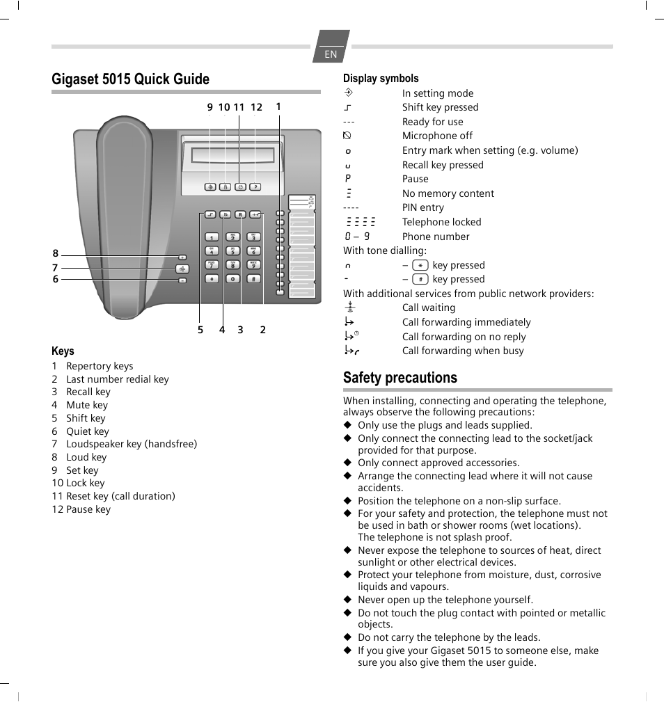 GIGASET COMMUNICATIONS GMBH 5015 User Manual | 38 pages