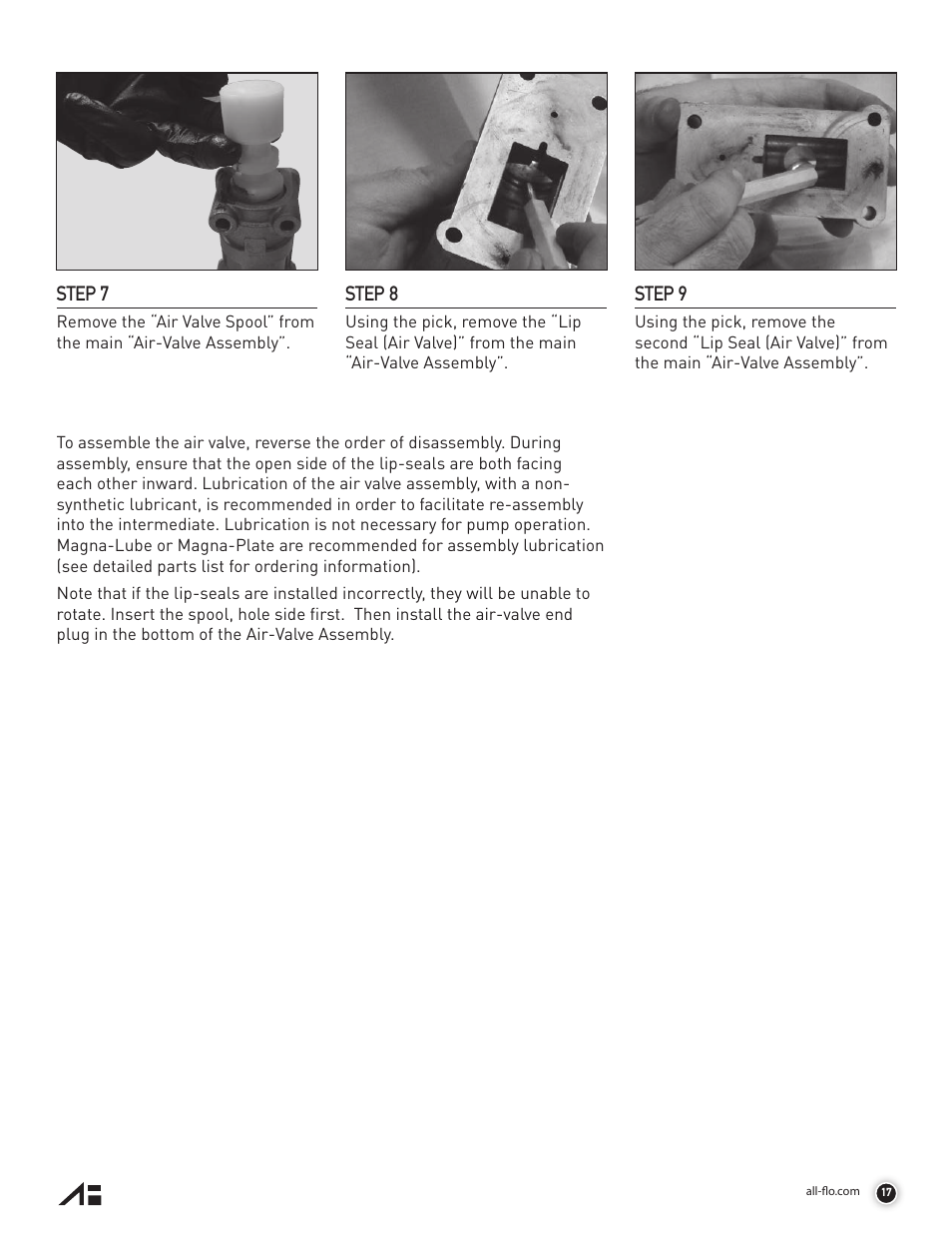 Step 7, Step 8, Step 9 | All-Flo A050 Series 1/2 Aluminum User Manual | Page 17 / 28