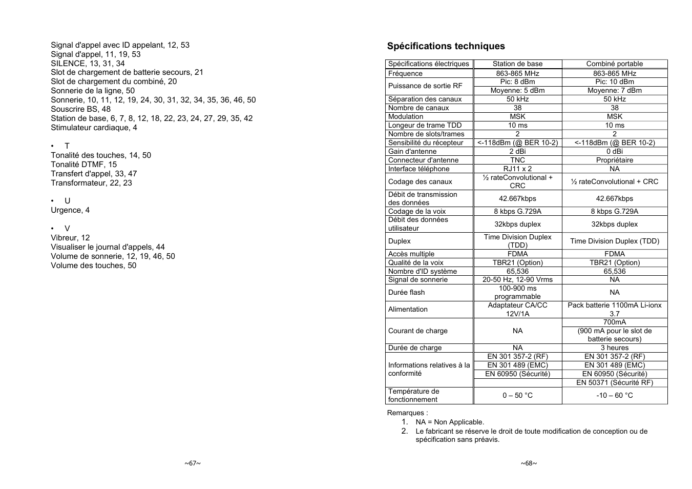 Spécifications techniques | SENAO EnGenius EP-801 User Manual | Page 66 / 167