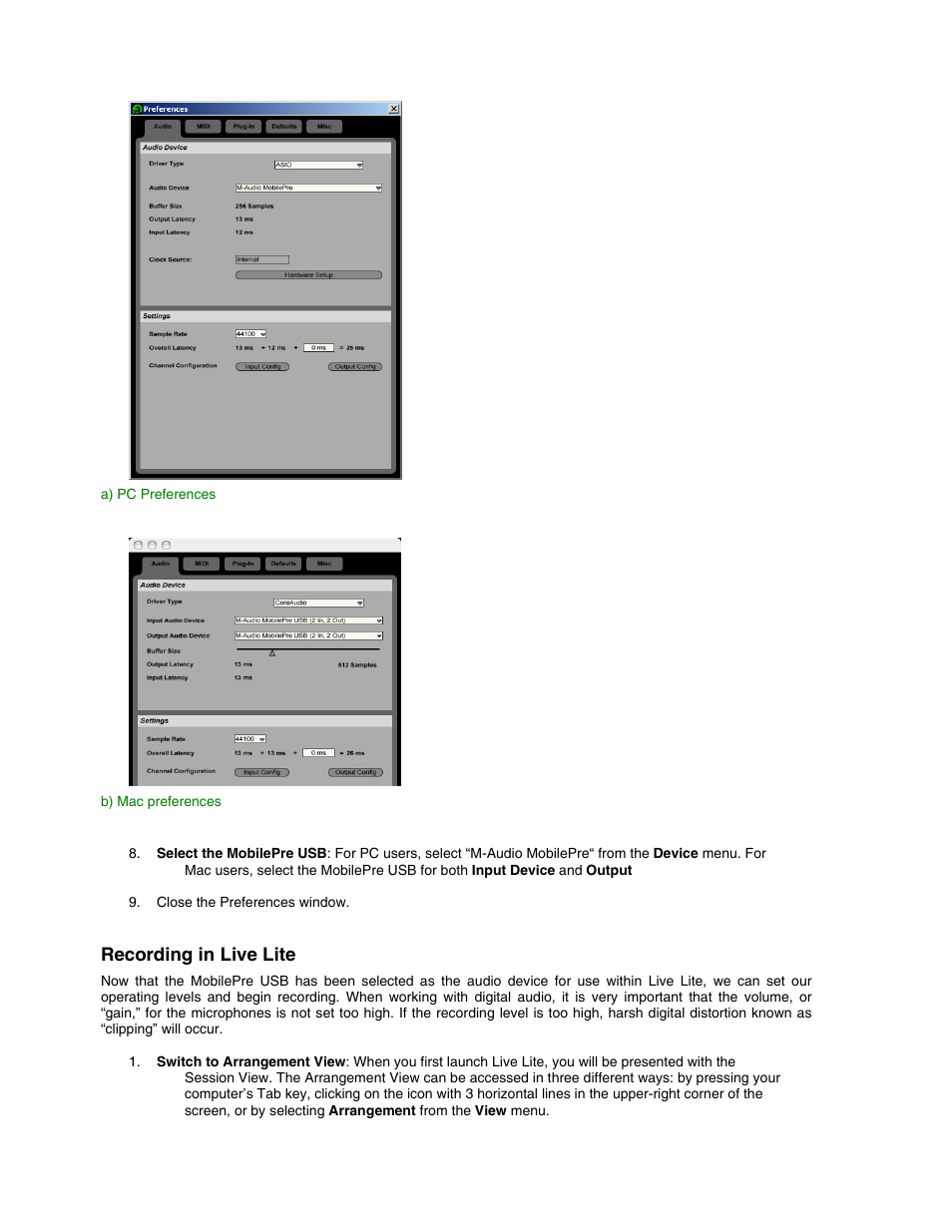 Recording in live lite | M-AUDIO Classroom Studio User Manual | Page 5 / 8