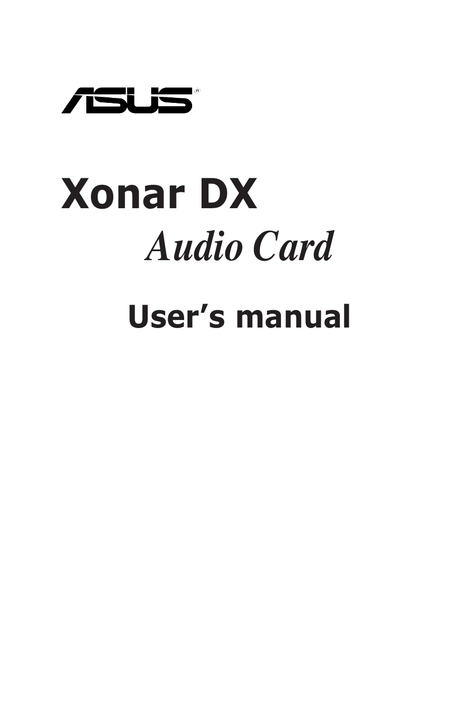 Asus Xonar DX User Manual | 80 pages