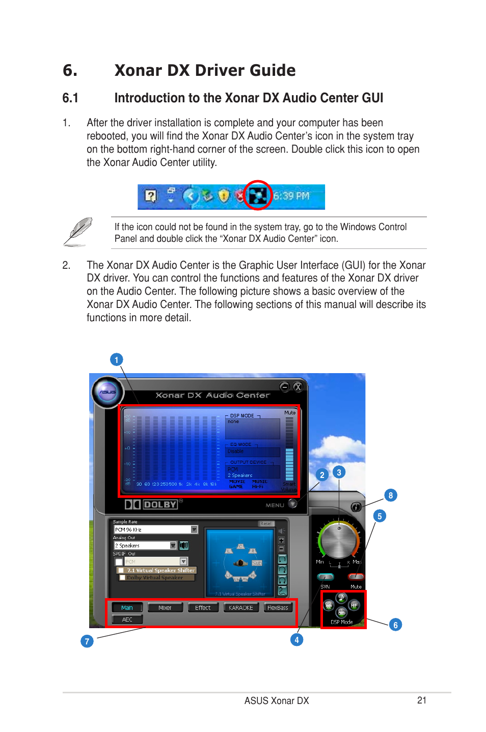 Xonar dx driver guide, 1 introduction to the xonar dx audio center gui | Asus Xonar DX User Manual | Page 27 / 80