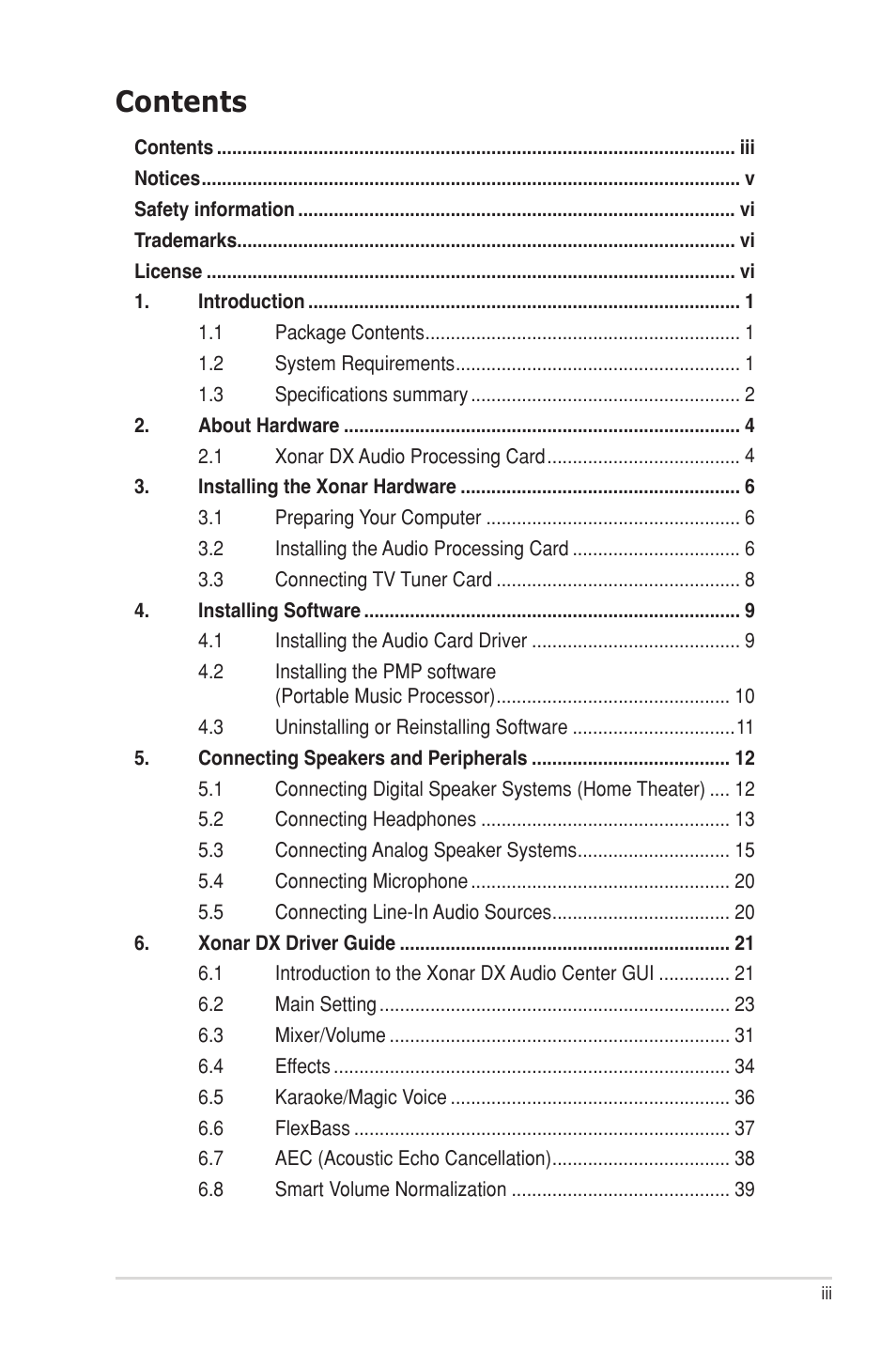 Asus Xonar DX User Manual | Page 3 / 80