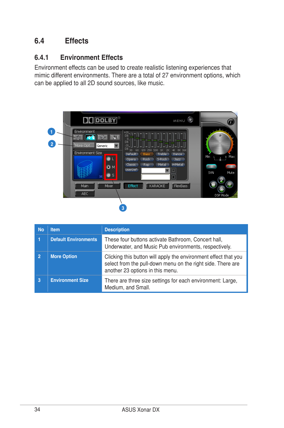 4 effects, 1 environment effects | Asus Xonar DX User Manual | Page 40 / 80