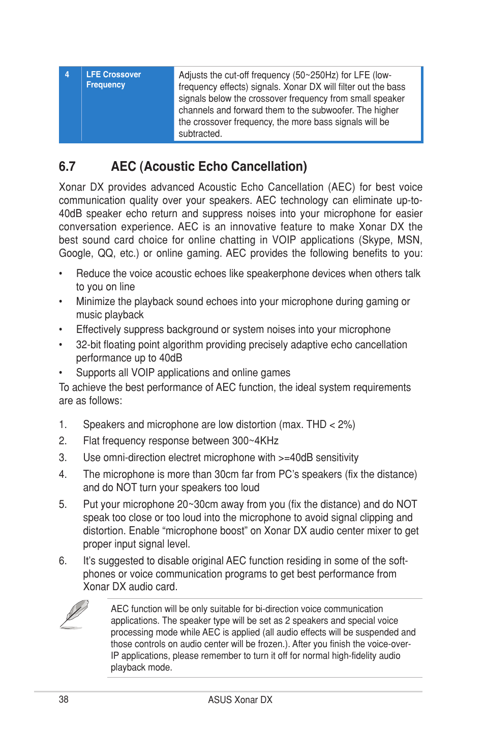7 aec (acoustic echo cancellation) | Asus Xonar DX User Manual | Page 44 / 80