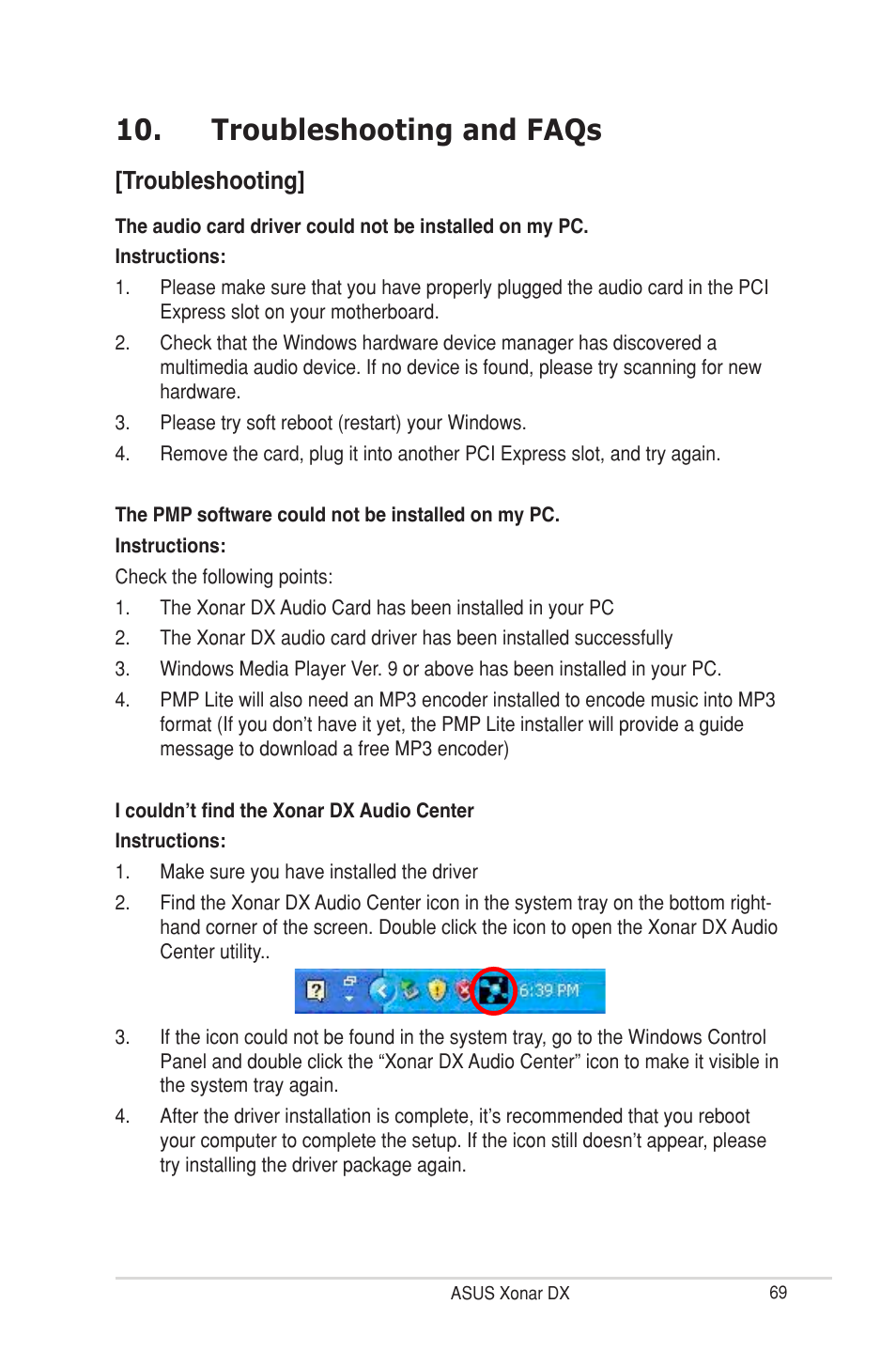 Troubleshooting and faqs, Troubleshooting | Asus Xonar DX User Manual | Page 75 / 80