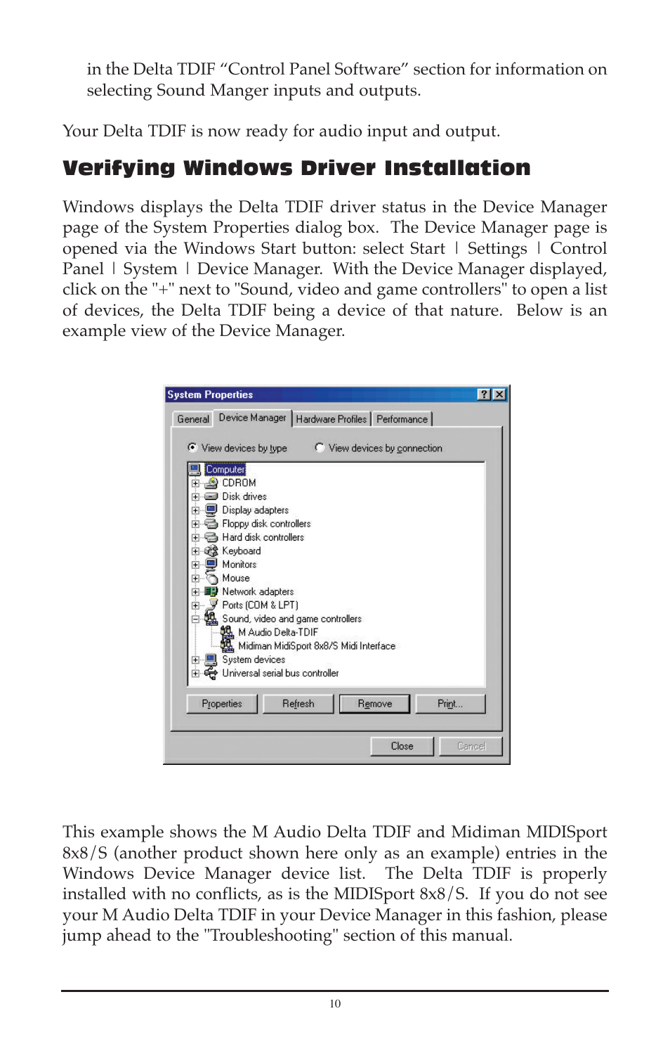 Verifying windows driver installation | M-AUDIO Delta TDIF User Manual | Page 10 / 58