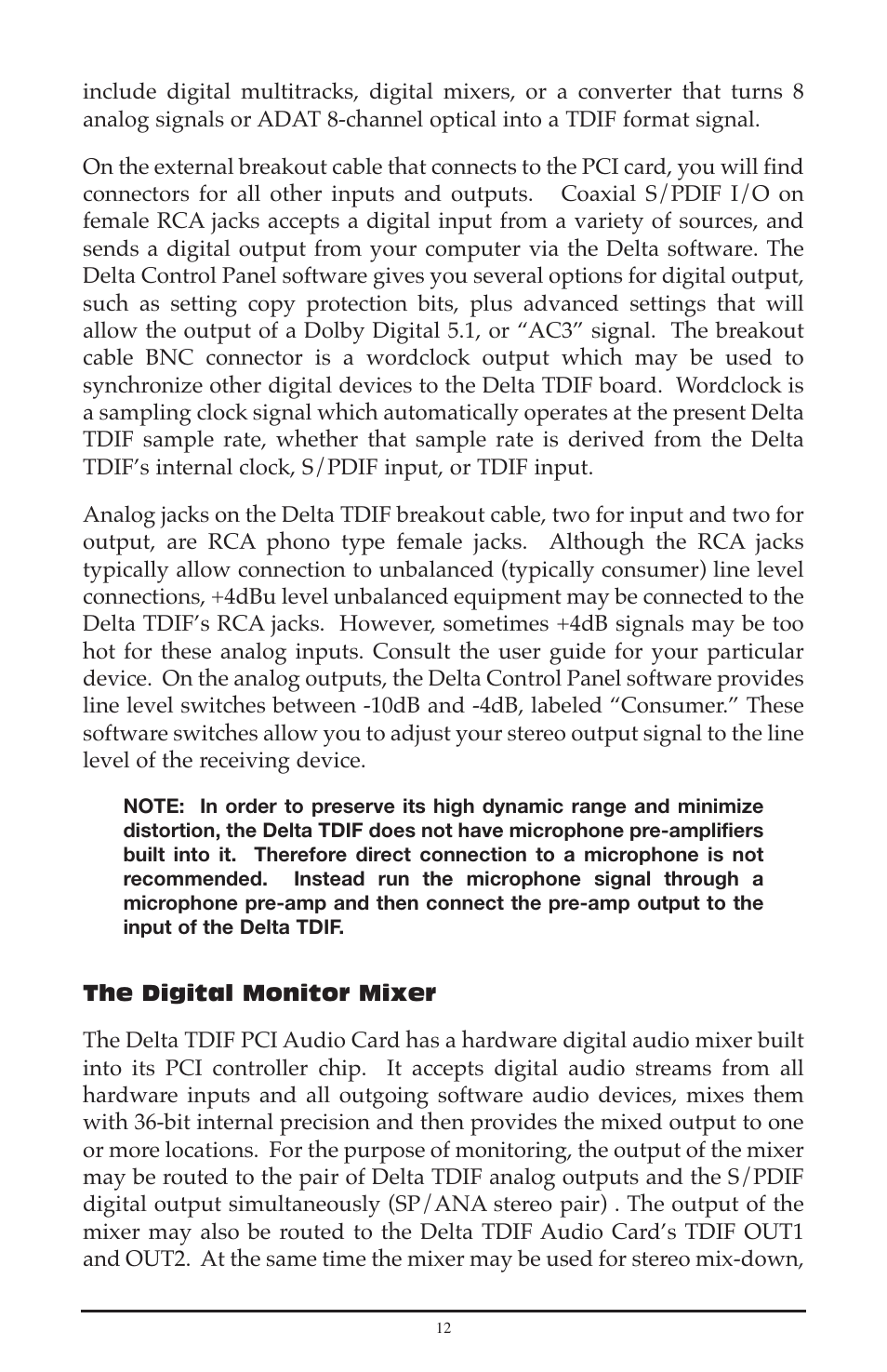 M-AUDIO Delta TDIF User Manual | Page 12 / 58