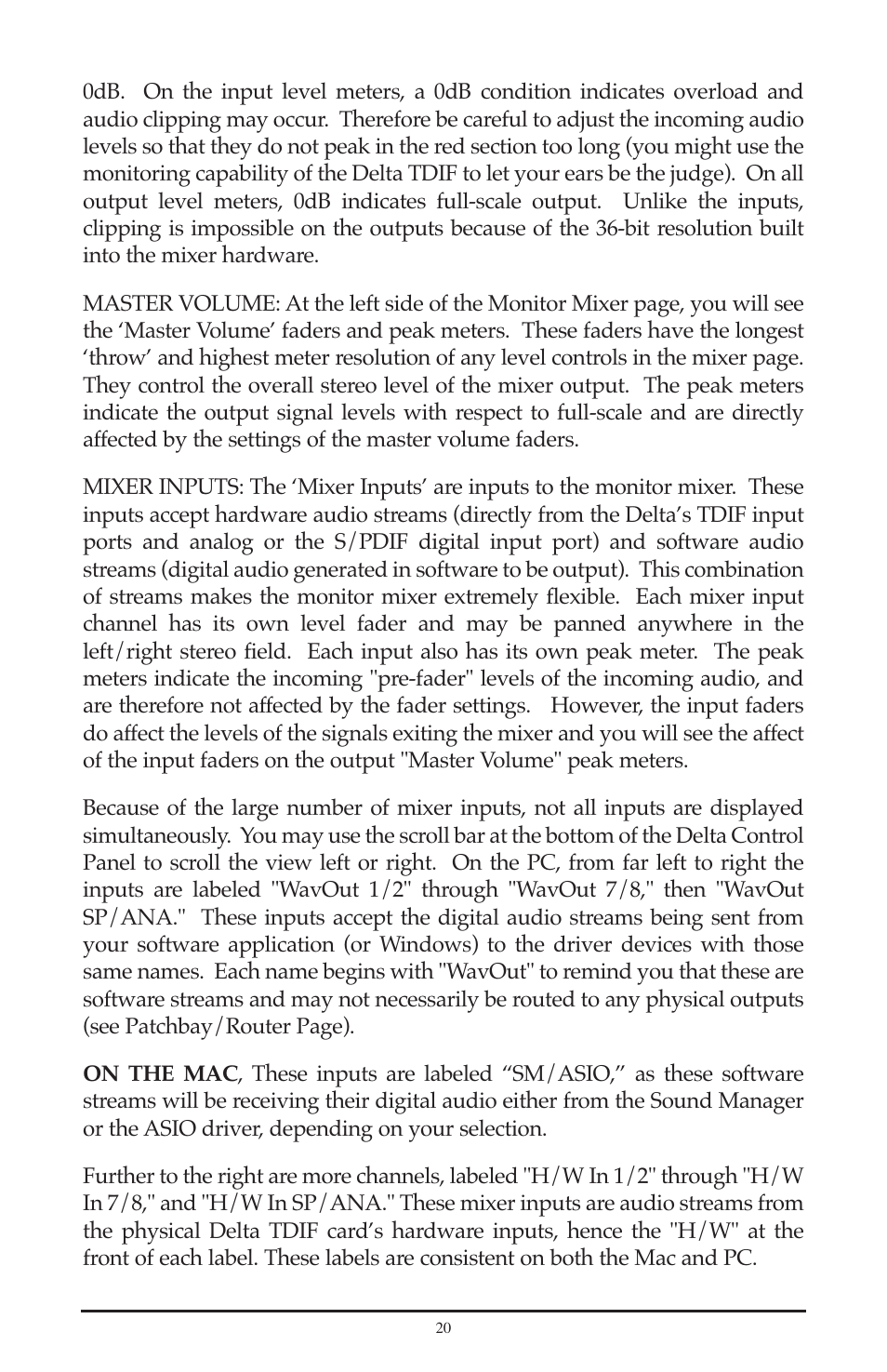 M-AUDIO Delta TDIF User Manual | Page 20 / 58