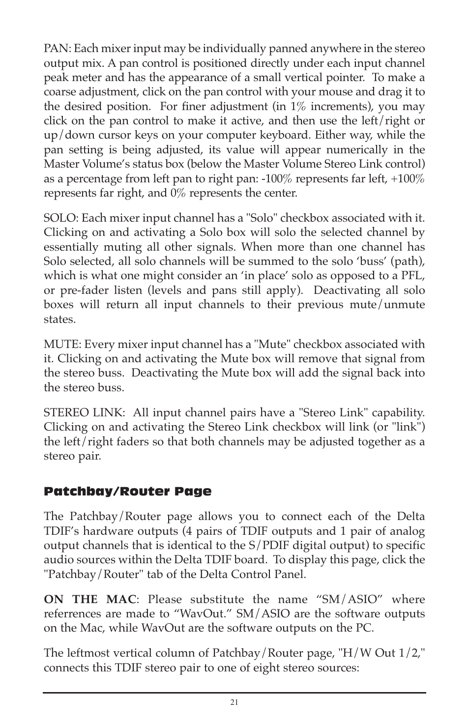 M-AUDIO Delta TDIF User Manual | Page 21 / 58