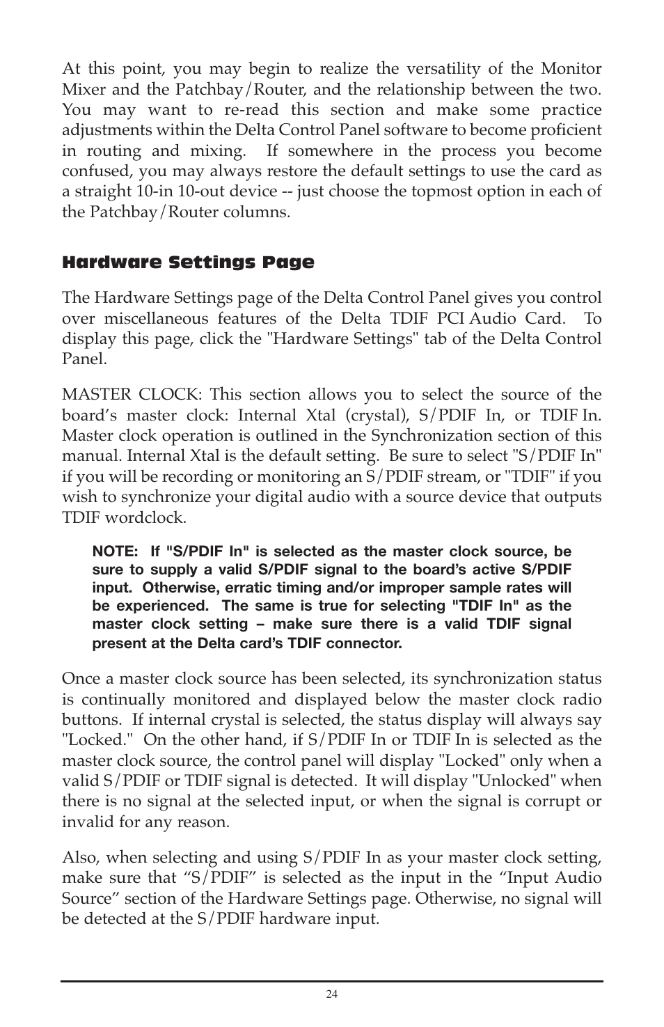 M-AUDIO Delta TDIF User Manual | Page 24 / 58