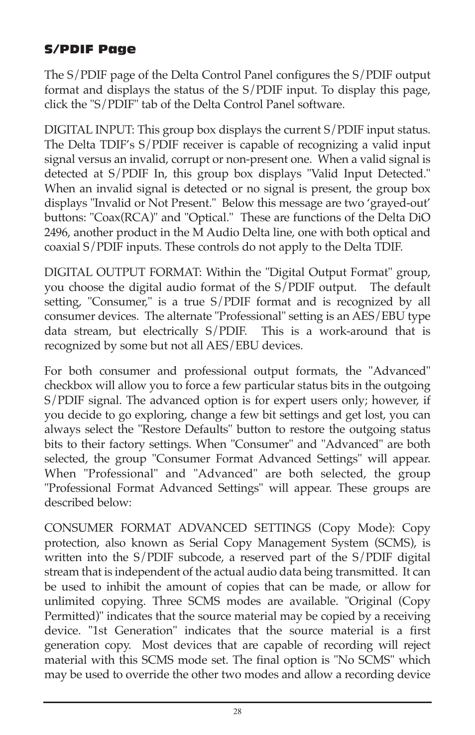 M-AUDIO Delta TDIF User Manual | Page 28 / 58