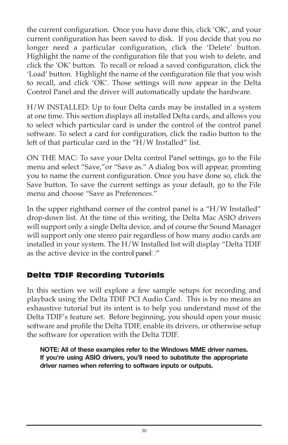 M-AUDIO Delta TDIF User Manual | Page 30 / 58