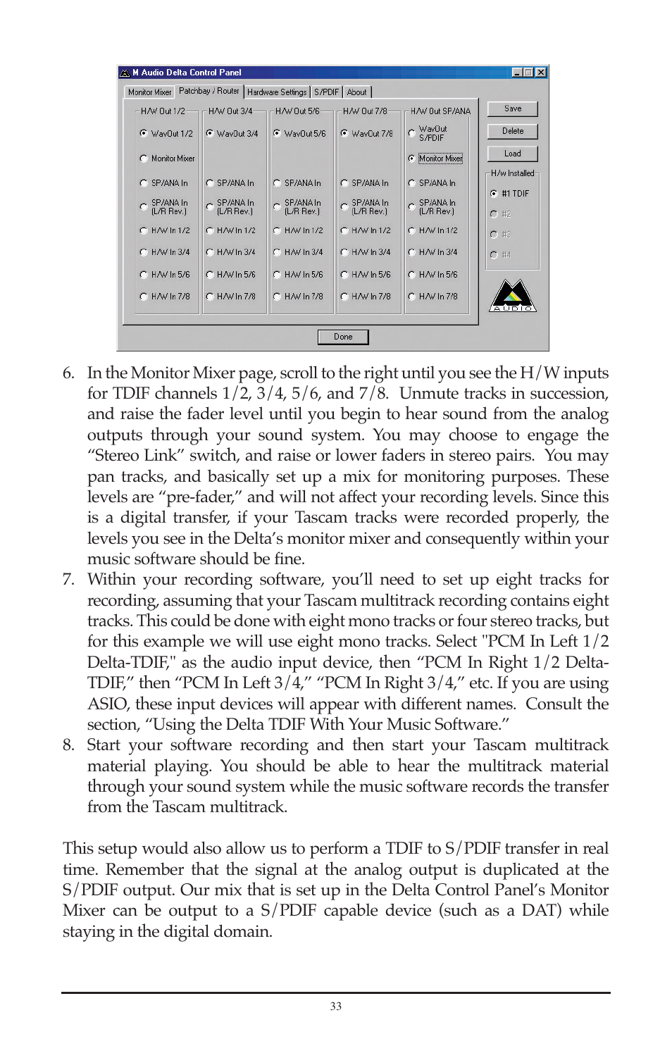 M-AUDIO Delta TDIF User Manual | Page 33 / 58