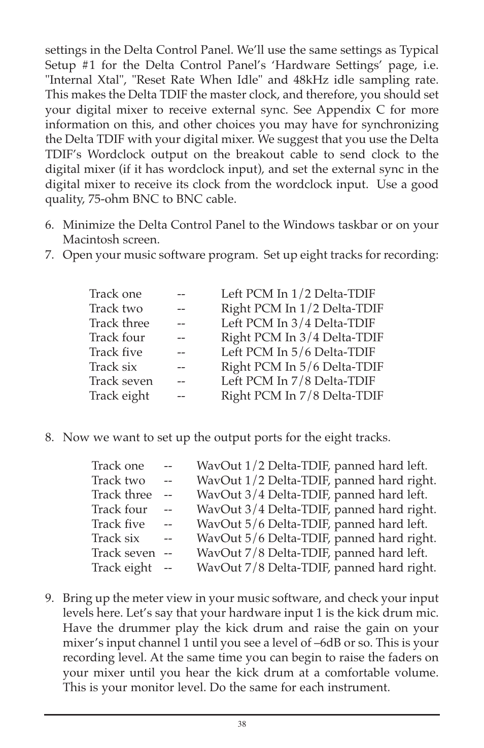 M-AUDIO Delta TDIF User Manual | Page 38 / 58