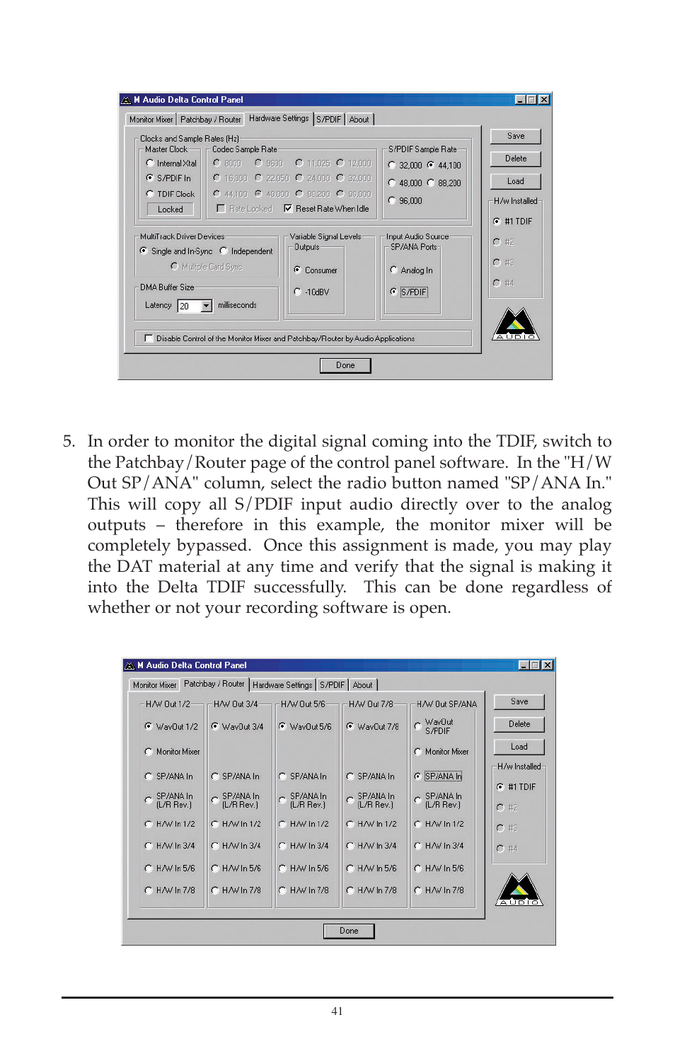 M-AUDIO Delta TDIF User Manual | Page 41 / 58