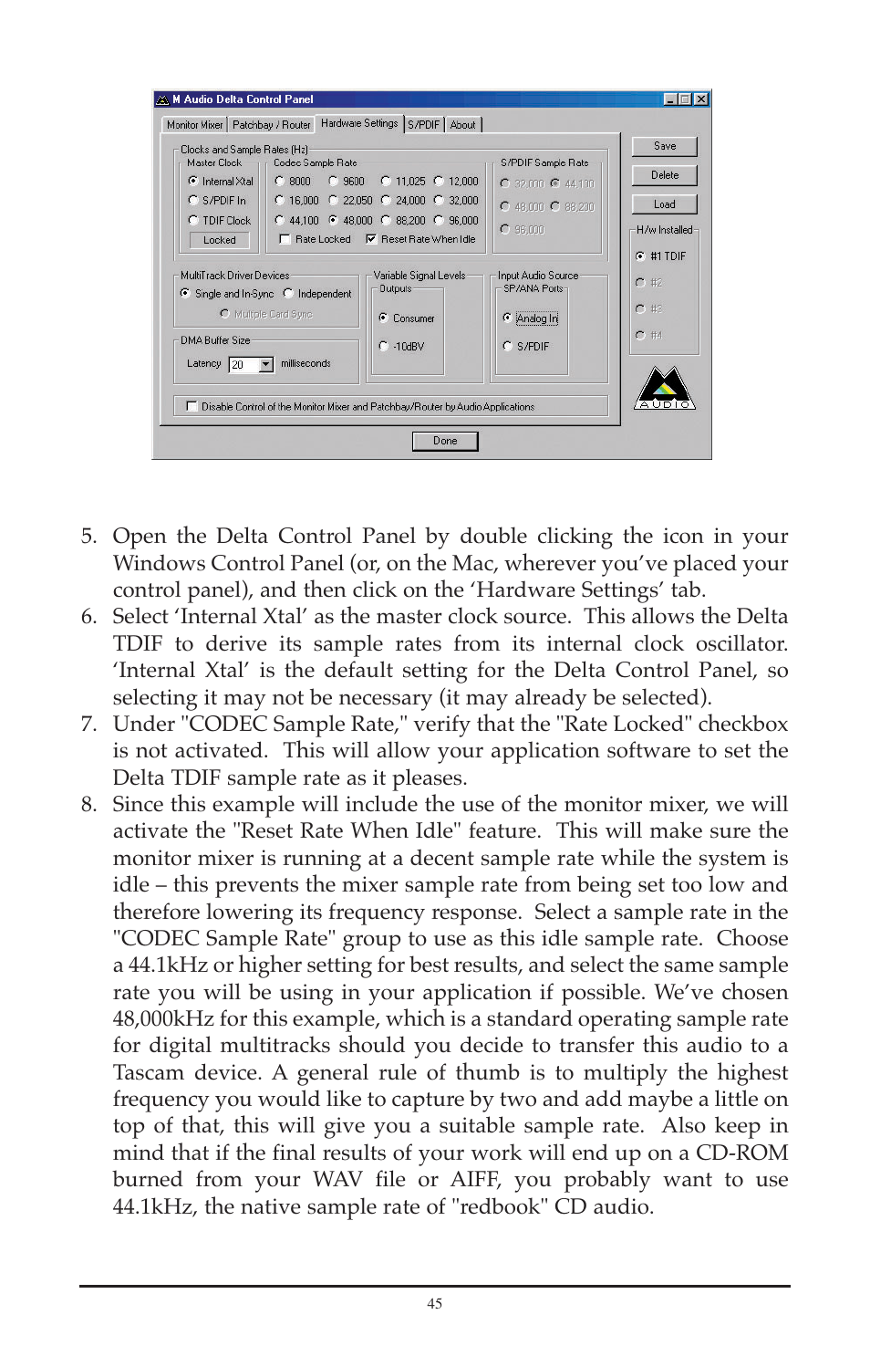M-AUDIO Delta TDIF User Manual | Page 45 / 58