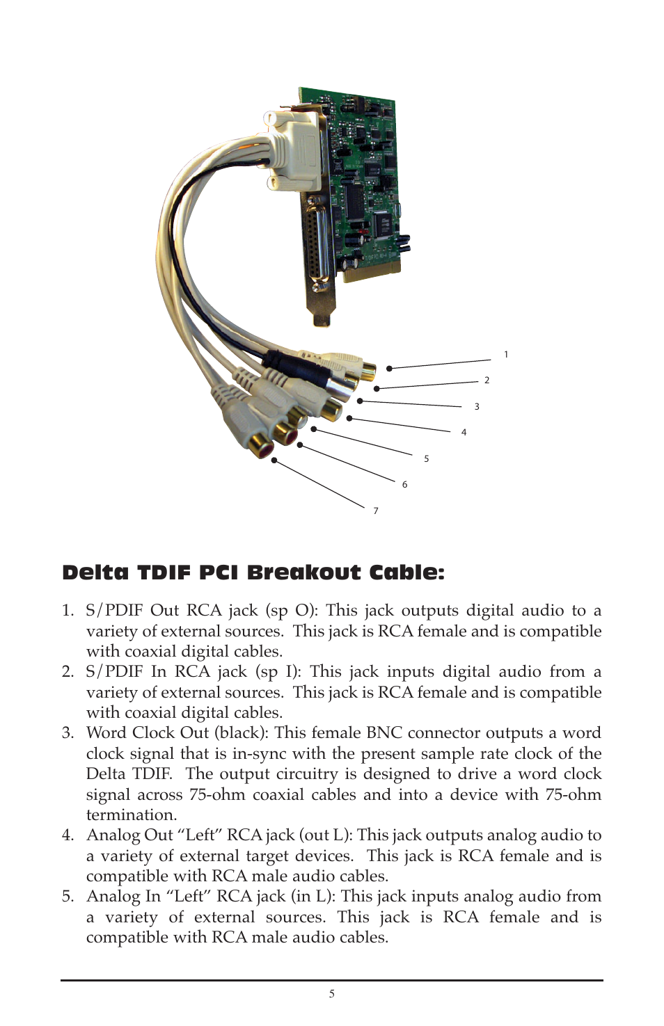 Delta tdif pci breakout cable | M-AUDIO Delta TDIF User Manual | Page 5 / 58