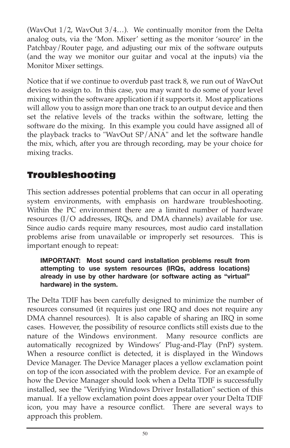 Troubleshooting | M-AUDIO Delta TDIF User Manual | Page 50 / 58