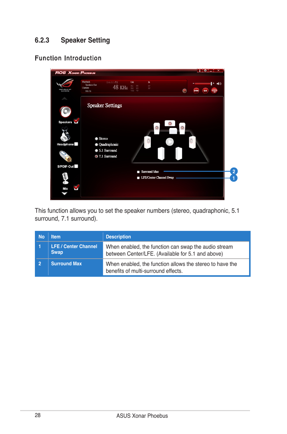3 speaker setting | Asus ROG Xonar Phoebus User Manual | Page 28 / 72