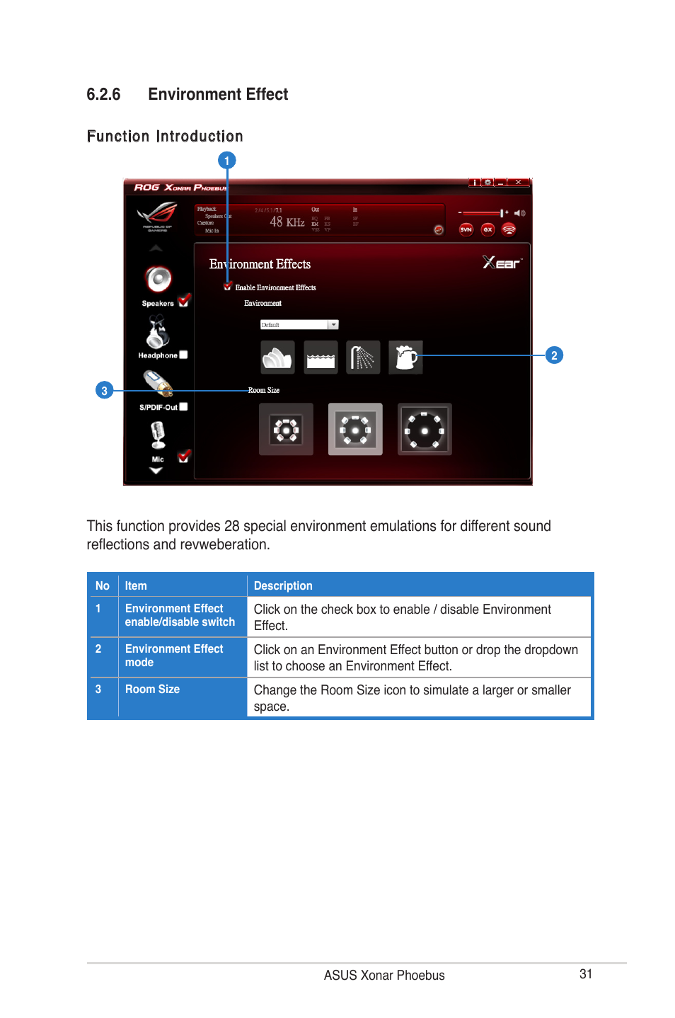 6 environment effect | Asus ROG Xonar Phoebus User Manual | Page 31 / 72