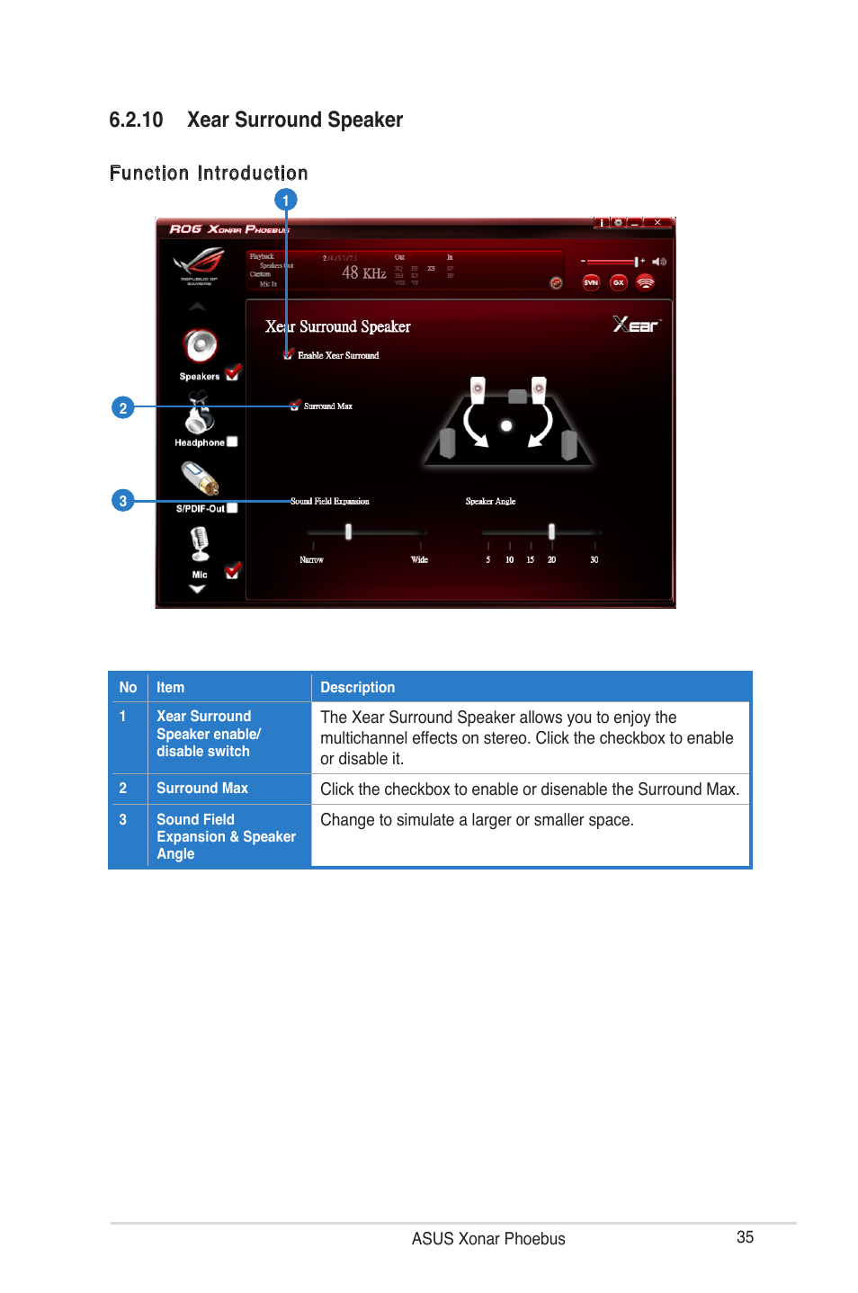 10 xear surround speaker | Asus ROG Xonar Phoebus User Manual | Page 35 / 72