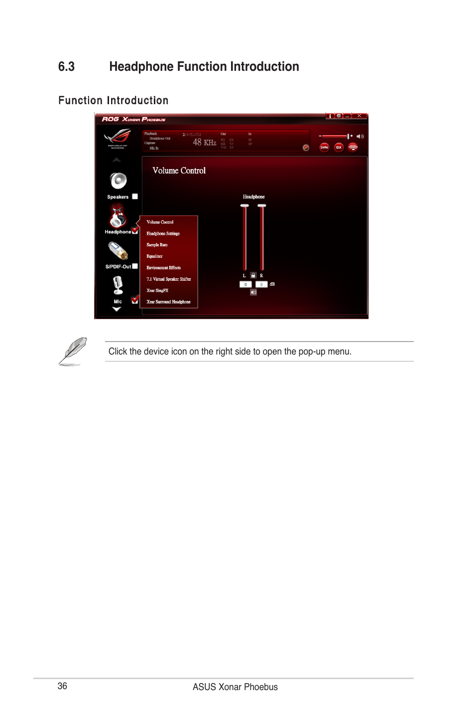 3 headphone function introduction | Asus ROG Xonar Phoebus User Manual | Page 36 / 72