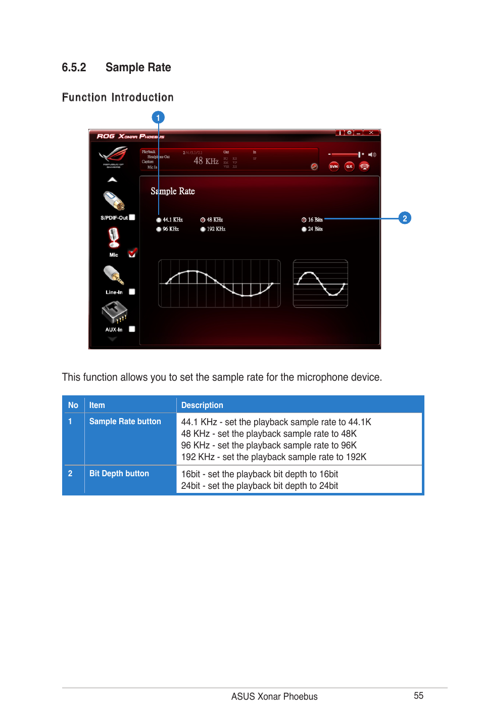 2 sample rate | Asus ROG Xonar Phoebus User Manual | Page 55 / 72