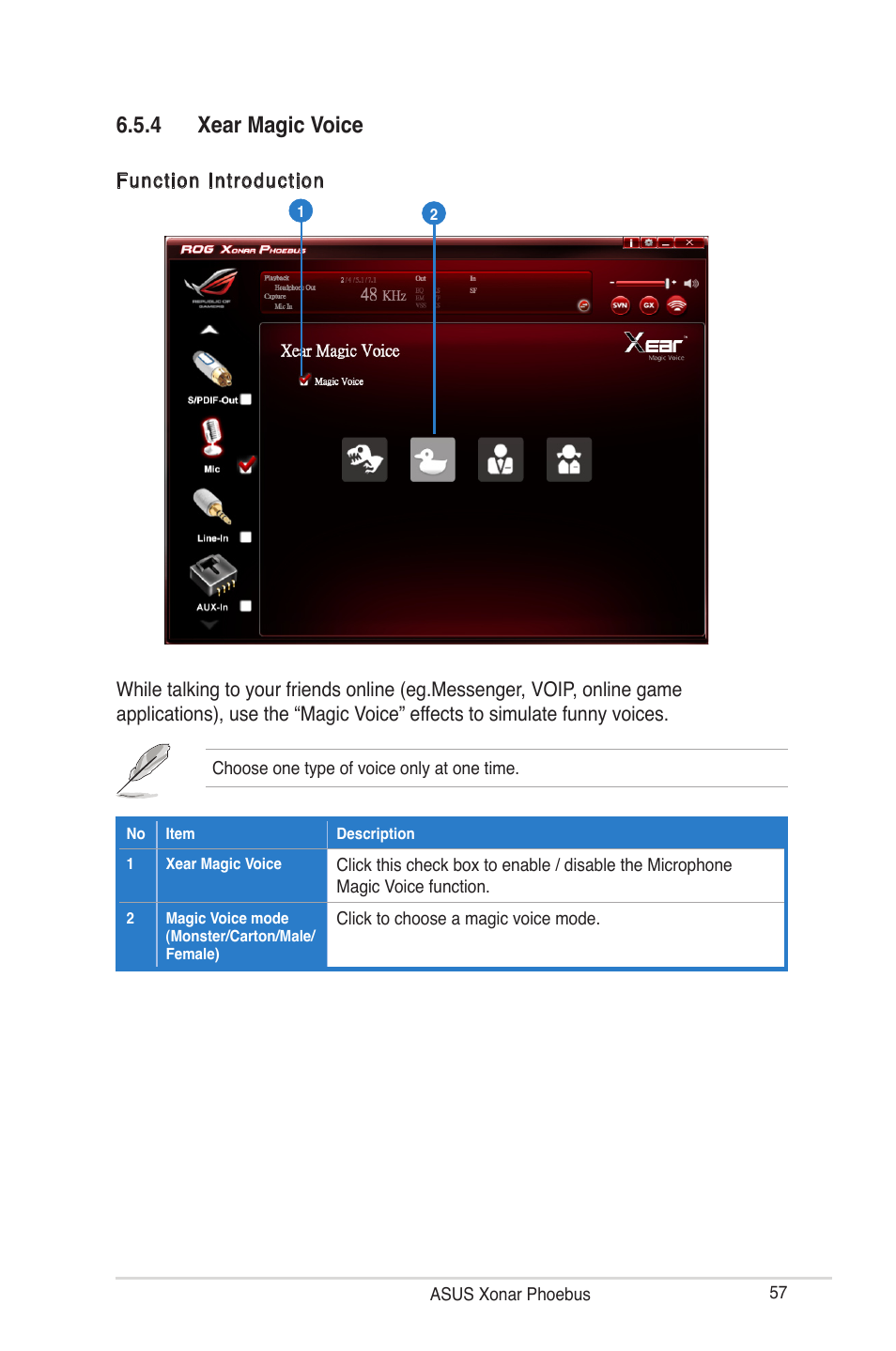 4 xear magic voice | Asus ROG Xonar Phoebus User Manual | Page 57 / 72