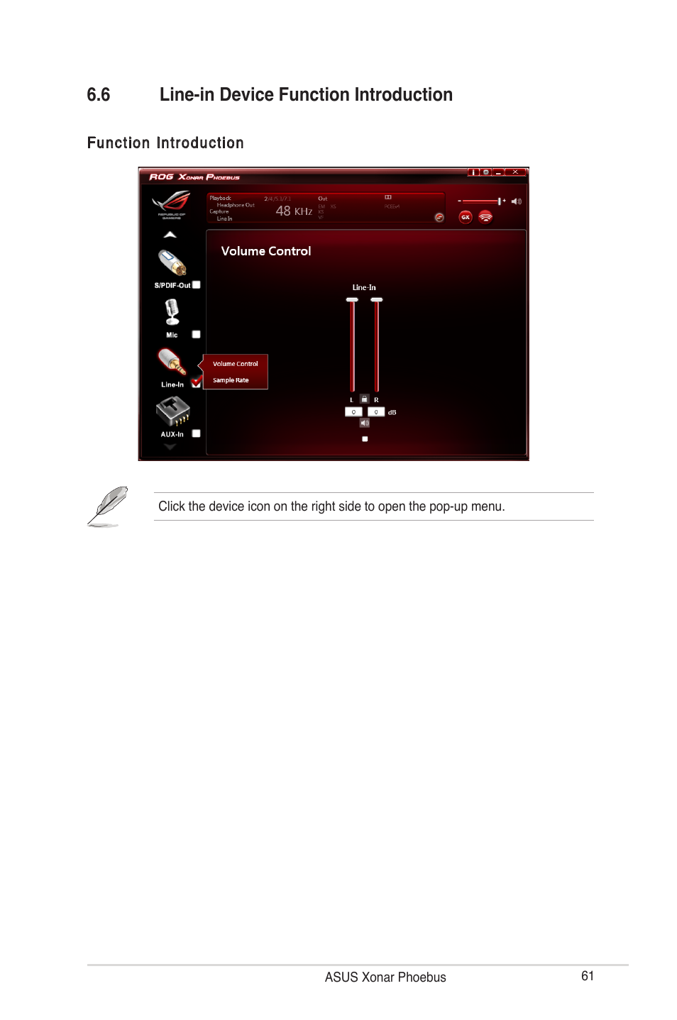 6 line-in device function introduction | Asus ROG Xonar Phoebus User Manual | Page 61 / 72
