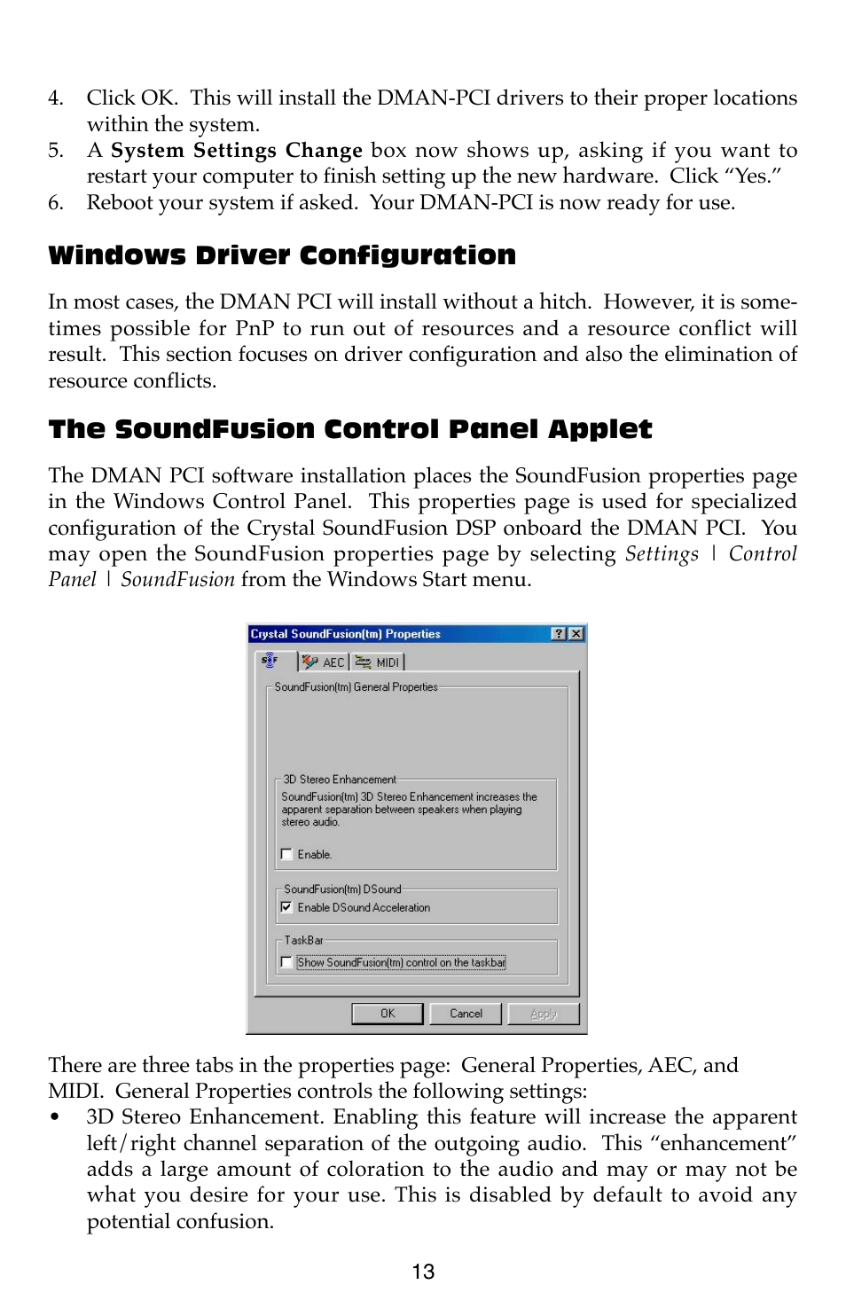 M-AUDIO Dman PCI User Manual | Page 13 / 29