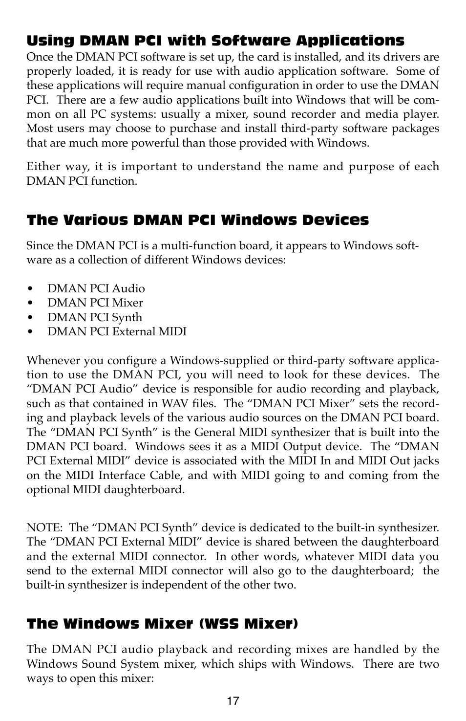 M-AUDIO Dman PCI User Manual | Page 17 / 29